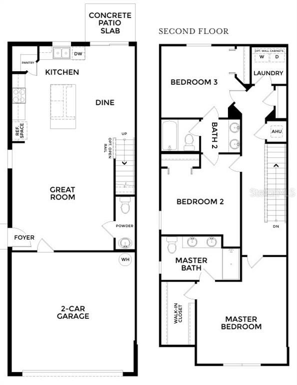 This is a floor plan showing the layout of a two-story home with a garage — 10536 FOUNTAIN PALM CIRCLE, BOKEELIA, FL