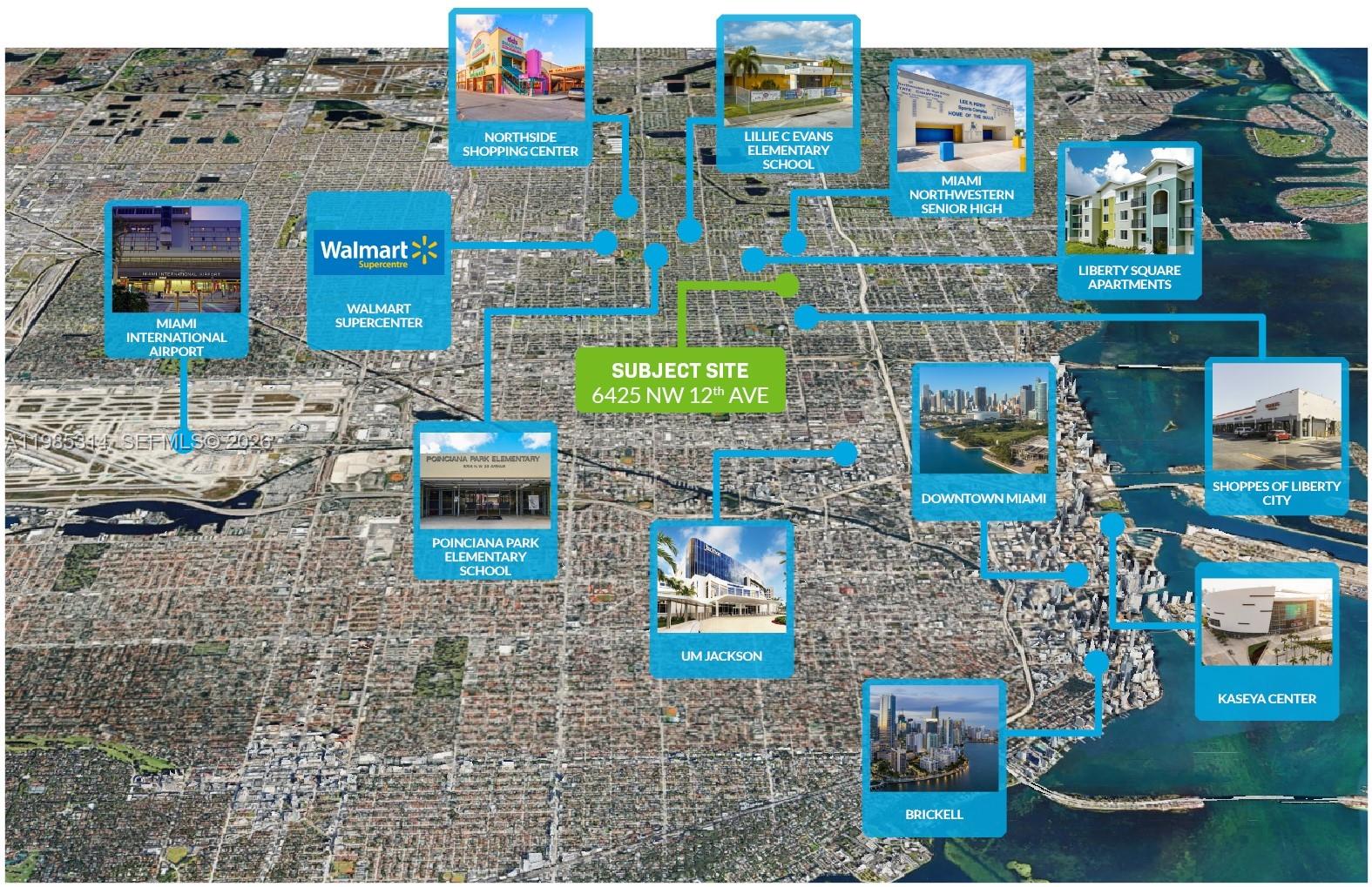 This is an aerial map showing the location of a site relative to local landmarks — 6401 NW 12th Ave, Miami FL 33150, MIAMI, FL