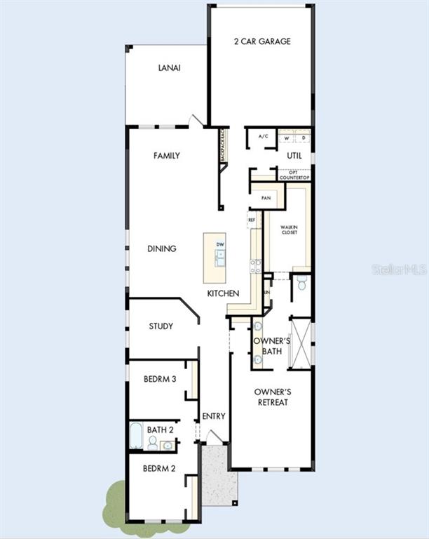 This is a floor plan for a single-story home featuring a two-car garage and lanai — 328 VISTERA BOULEVARD, NOKOMIS, FL