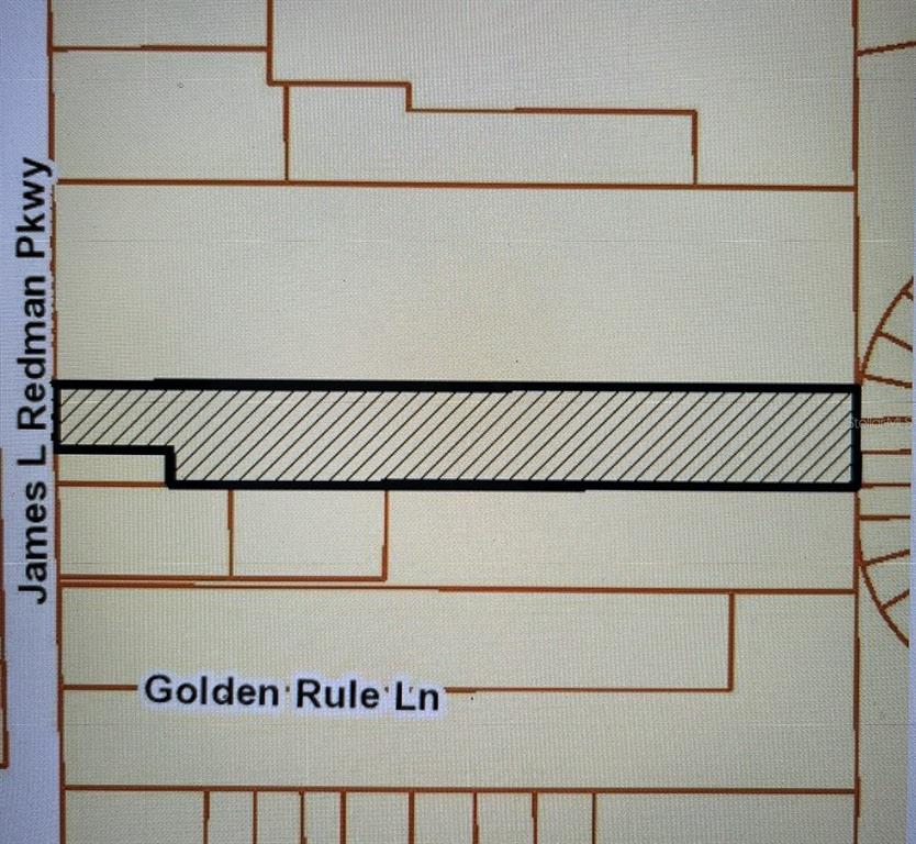 This is a plat map showing a long, rectangular parcel of land highlighted in gray — 2906 JAMES L REDMAN PARKWAY, PLANT CITY, FL