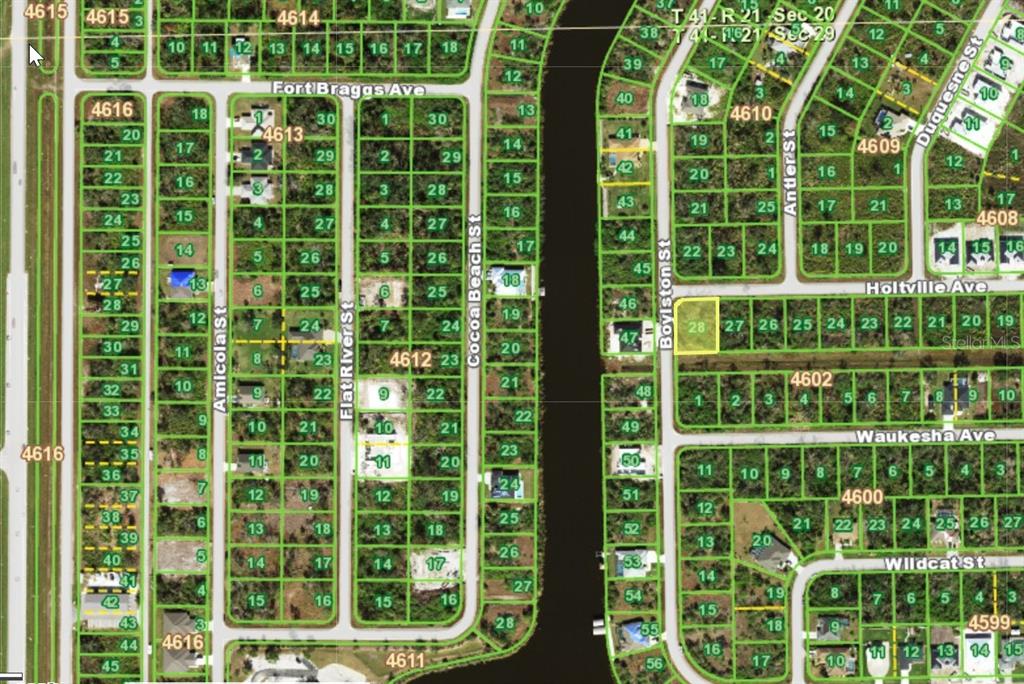 This is a plat map showing residential lots and street layouts in a neighborhood — 13247 HOLTVILLE AVENUE, PORT CHARLOTTE, FL