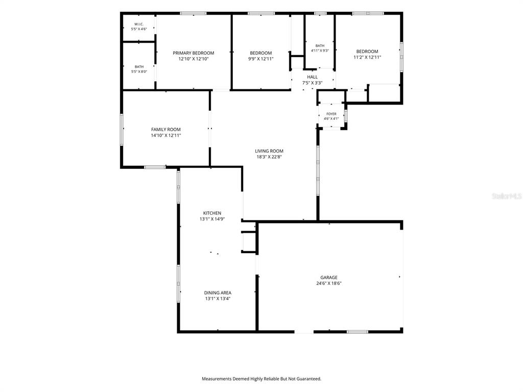 This is a floor plan showing the layout of a house with three bedrooms and a garage — 3874 TAM DRIVE, ORLANDO, FL