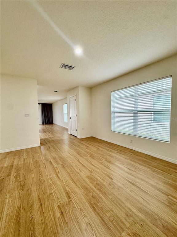 An empty room features light wood-look flooring, white walls, and a window with blinds — 12176 WATER ASH PLACE, RIVERVIEW, FL
