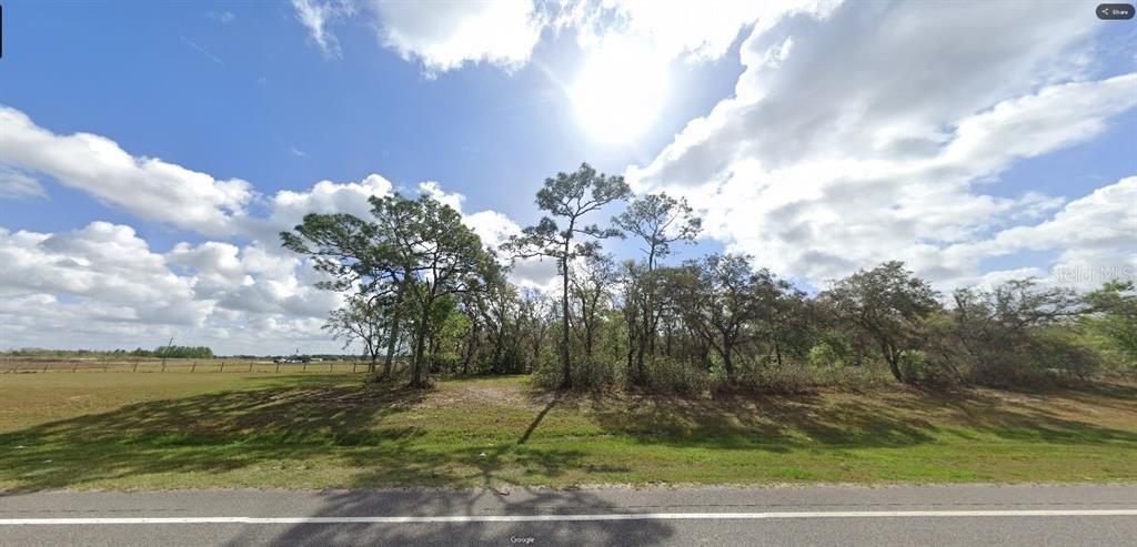 A vacant, grassy lot features a cluster of trees under a bright, partly cloudy sky — COMMONWEALTH AVE N, POLK CITY, FL