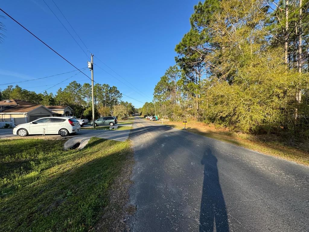 A paved residential street with a white car parked on the left and trees nearby — 7898 N POCONO DRIVE, CITRUS SPRINGS, FL