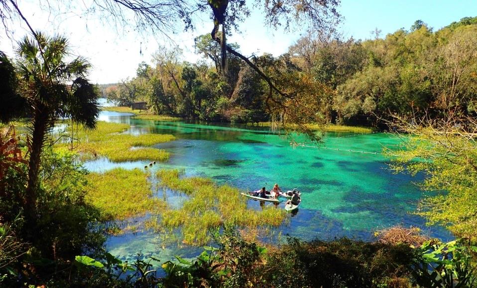 A view of a bright turquoise spring with people paddling on kayaks and paddleboards — 0000 SW 147TH ROAD, OCALA, FL