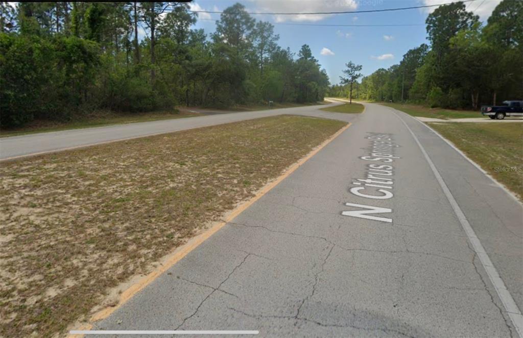 A paved road curves through a wooded area with a grassy median — 8550 N CITRUS SPRINGS BOULEVARD, CITRUS SPRINGS, FL