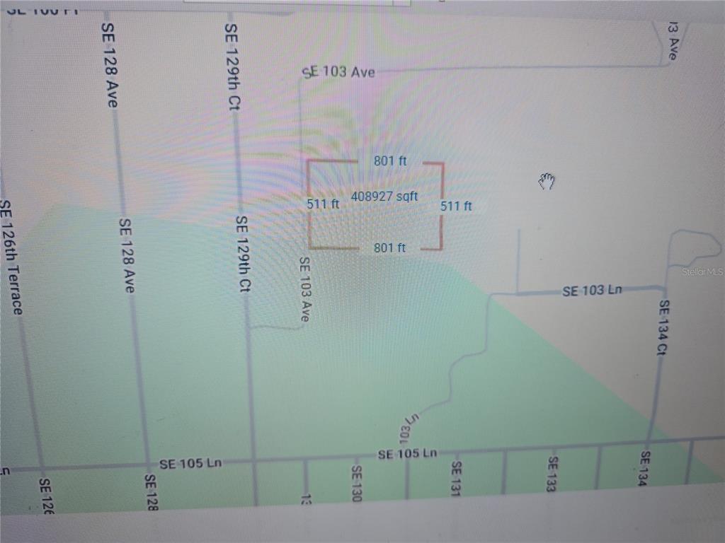 This is a map showing a rectangular property lot with dimensions and square footage — 00000 SE 130TH AVE,, DUNNELLON, FL
