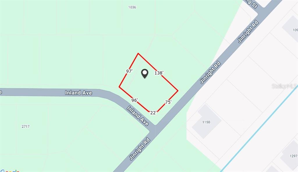 This is a map showing the property boundaries and dimensions of a vacant lot — JINRIGHT ROAD, NORTH PORT, FL