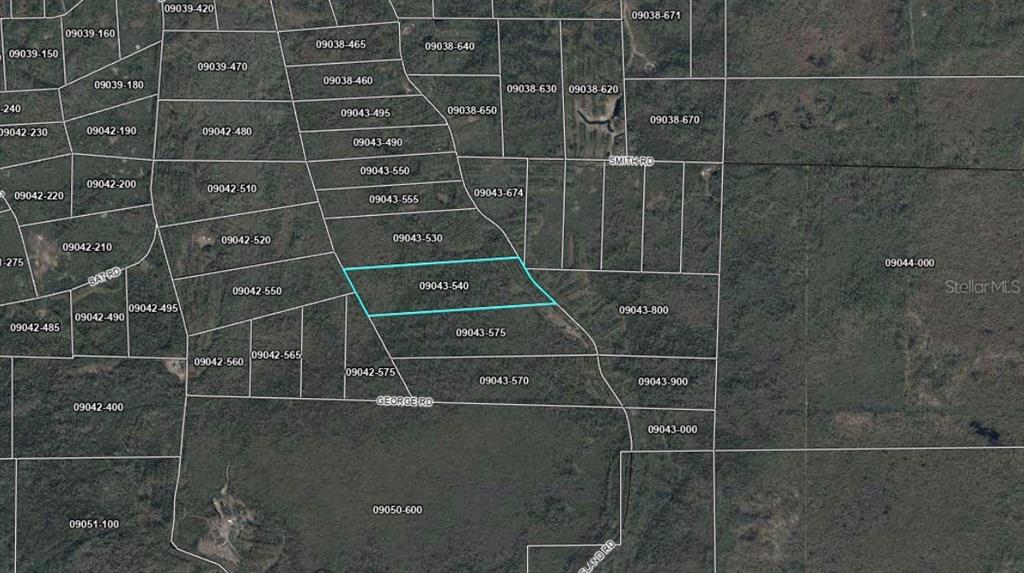 This is an aerial map showing property parcel boundaries and road names — TBD ROCK ISLAND ROAD, PERRY, FL