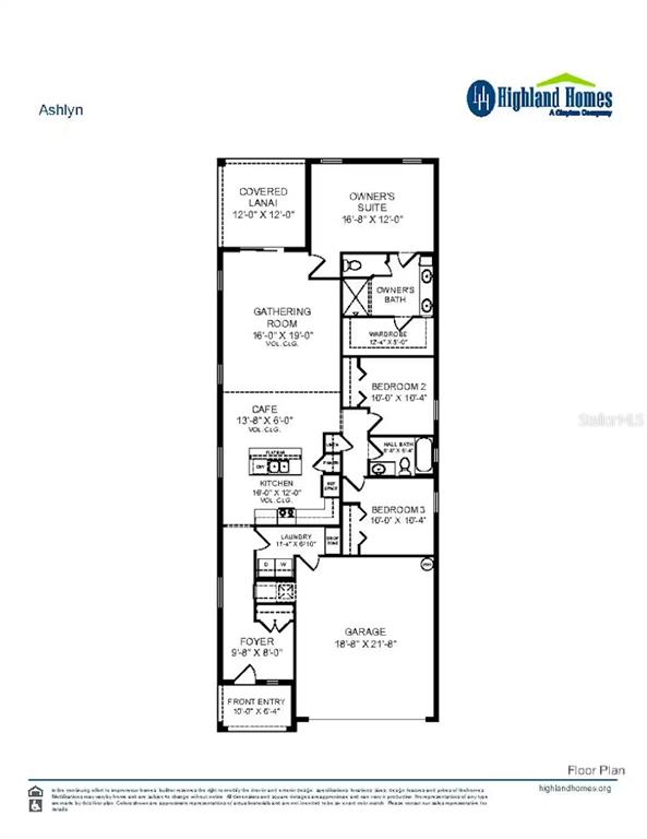 This is a floor plan for a single-story home featuring three bedrooms and a garage — 6503 FLOWERING SHRUB STREET, LAKELAND, FL