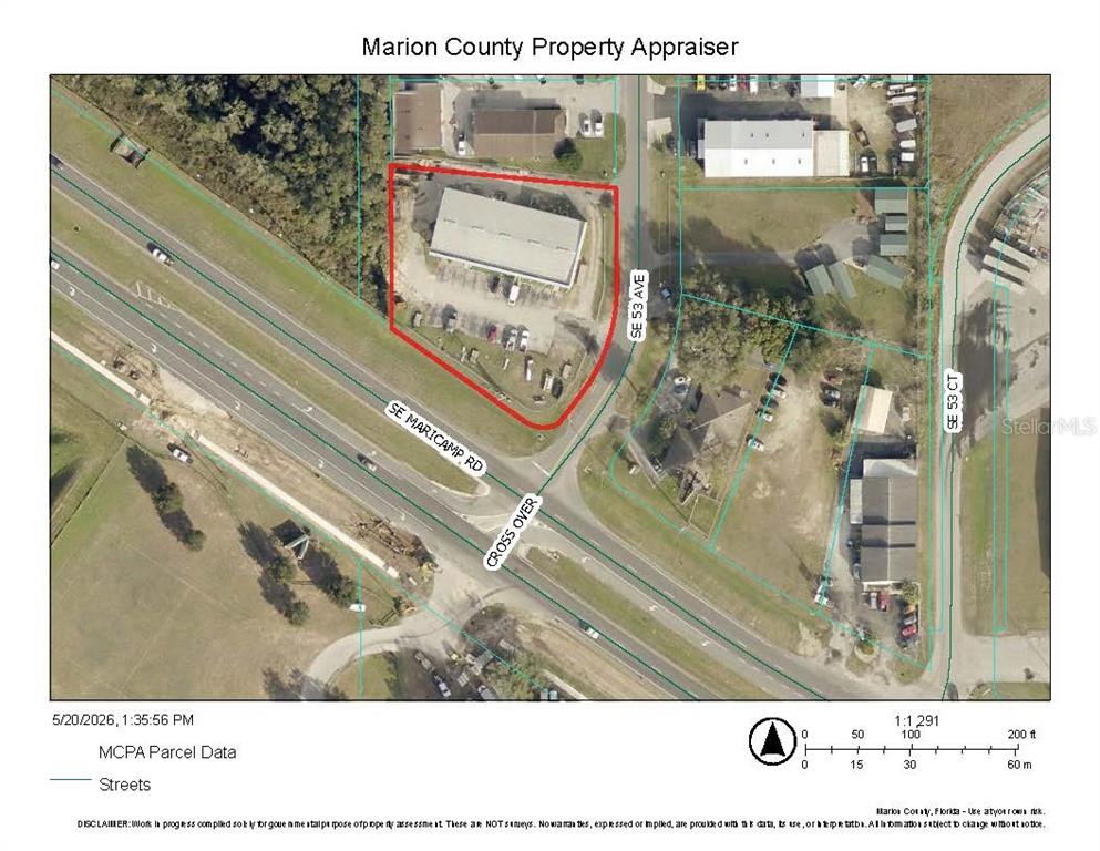 This is a map showing an aerial view of a commercial property with a building — 4460 SE 53RD AVENUE, OCALA, FL