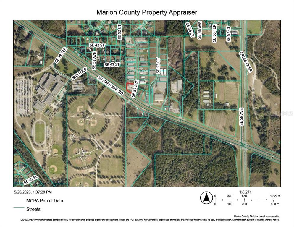 This is a property appraiser map showing parcel boundaries and streets in Marion County, Florida — 4460 SE 53RD AVENUE, OCALA, FL