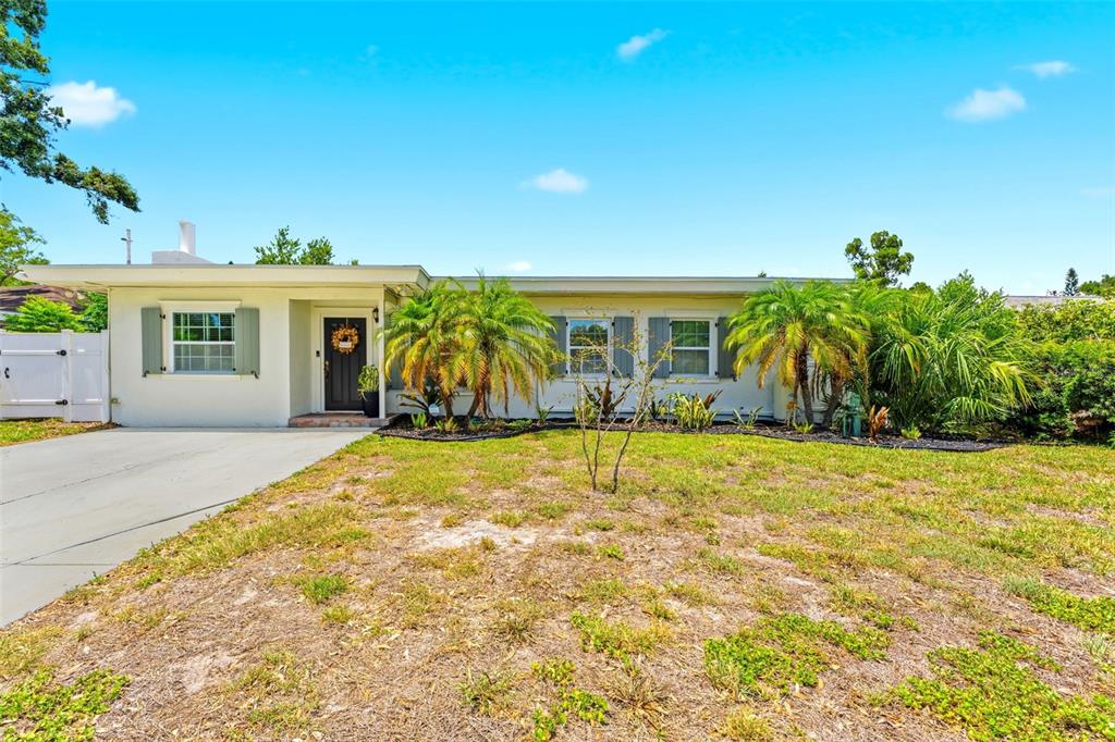 A single-story house with a white exterior, palm trees, and a concrete driveway — 3905 W PEARL AVENUE, TAMPA, FL