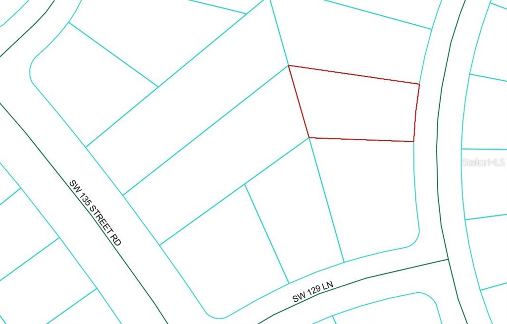 This is a property map showing a highlighted parcel of land — TBD SW 84TH TERRACE ROAD, OCALA, FL