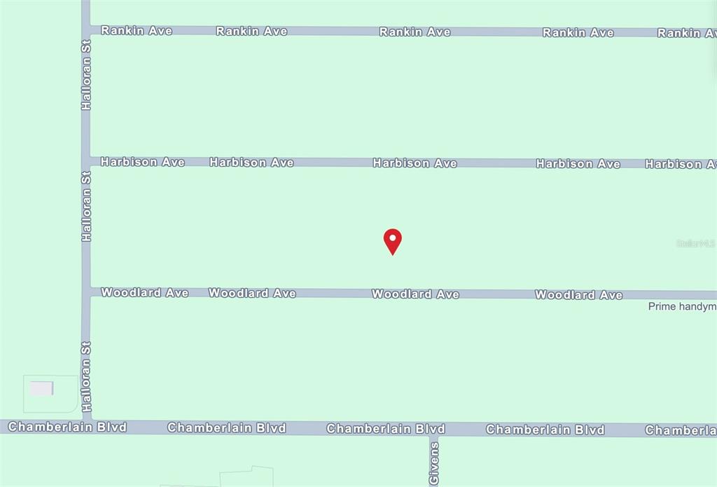 This is a map showing street names and a red location marker — 13124 WOOLARD AVENUE, PORT CHARLOTTE, FL