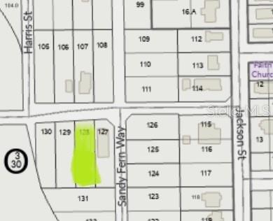 This is a map showing a highlighted parcel of land located on Sandy Fern Way — Lot 128 MORSE STREET, ALTAMONTE SPRINGS, FL