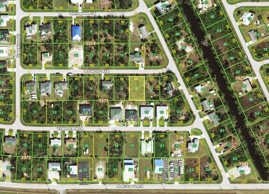 This is a map showing residential lots and streets in a suburban neighborhood — 10185 ATLANTIC AVENUE, ENGLEWOOD, FL