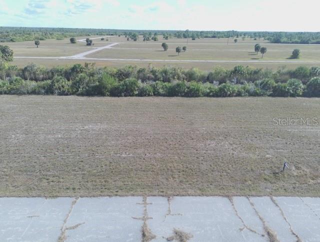 An aerial view shows a vacant, grassy lot bordered by a paved road and trees — 14381 KING PHILLIP COURT, PLACIDA, FL