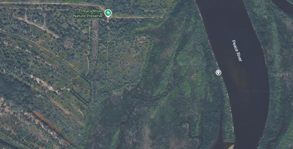 This is an aerial map view of the Peace River and the Peace River Nature Preserve — 28208 SANTA MONICA COURT, PUNTA GORDA, FL