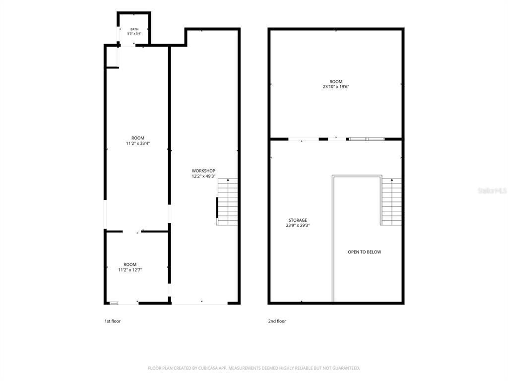 This is a two-story floor plan showing a workshop, storage area, and multiple rooms — 517 PAUL MORRIS DRIVE UNIT B4, ENGLEWOOD, FL