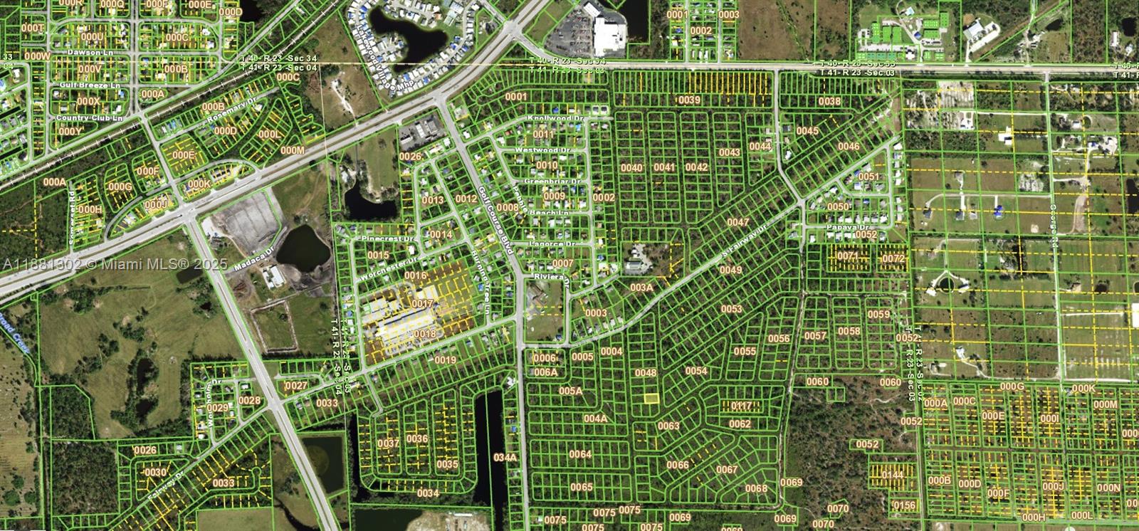 This is an aerial map showing a residential neighborhood with street layouts and property boundaries — 921 Yellowtail Lane, Punta Gorda FL 33982, PUNTA GORDA, FL