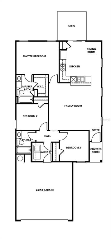 This is a floor plan for a single-story home with three bedrooms and a garage — 616 MARION OAKS BOULEVARD, OCALA, FL