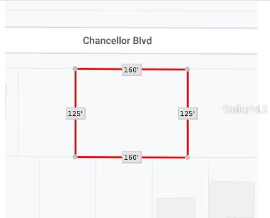 This is a map showing the rectangular dimensions of a property lot — 13529 CHANCELLOR BOULEVARD, PORT CHARLOTTE, FL