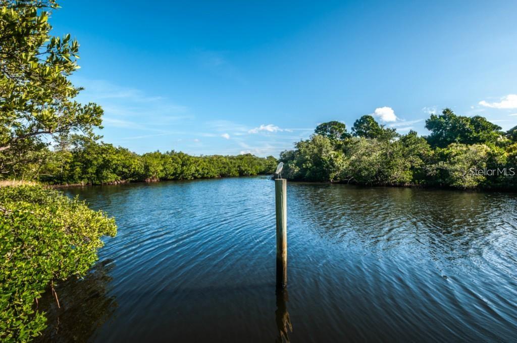 A small bird perches on a wooden piling in a calm, mangrove-lined waterway — 1673 SEASCAPE CIRCLE UNIT 102, TARPON SPRINGS, FL