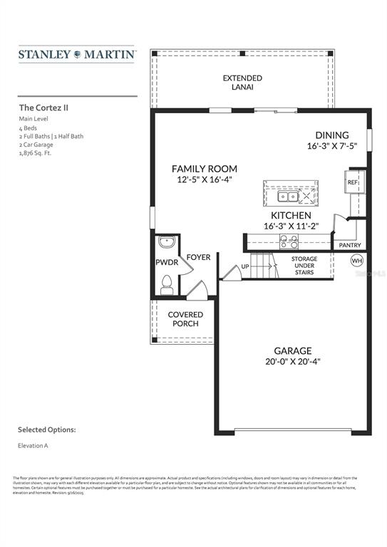 This is a floor plan for the main level of a house called The Cortez II — 10128 MORNING MEADOWLARK TRAIL, PARRISH, FL