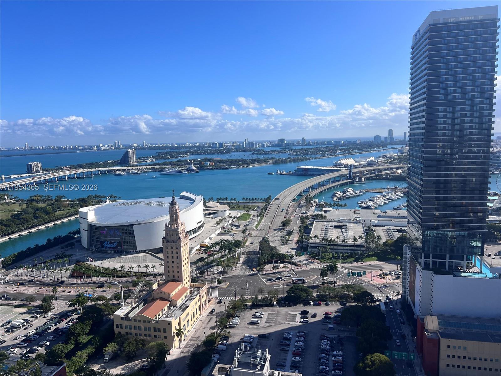 An aerial view of the Miami skyline featuring the Kaseya Center and Freedom Tower — 121 NE 5th St # 1608, Miami FL 33143, MIAMI, FL