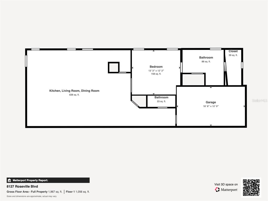 This is a floor plan showing a home layout with a garage and living areas — 8127 ROSEVILLE BOULEVARD, DAVENPORT, FL