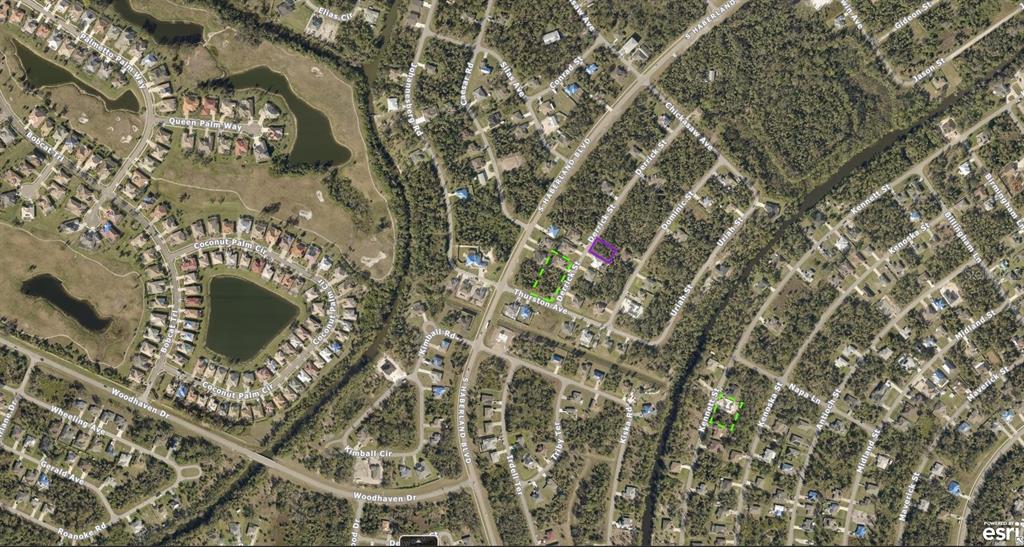This is an aerial map showing residential streets and properties in a suburban neighborhood — 1141177118 DERRICK STREET, NORTH PORT, FL