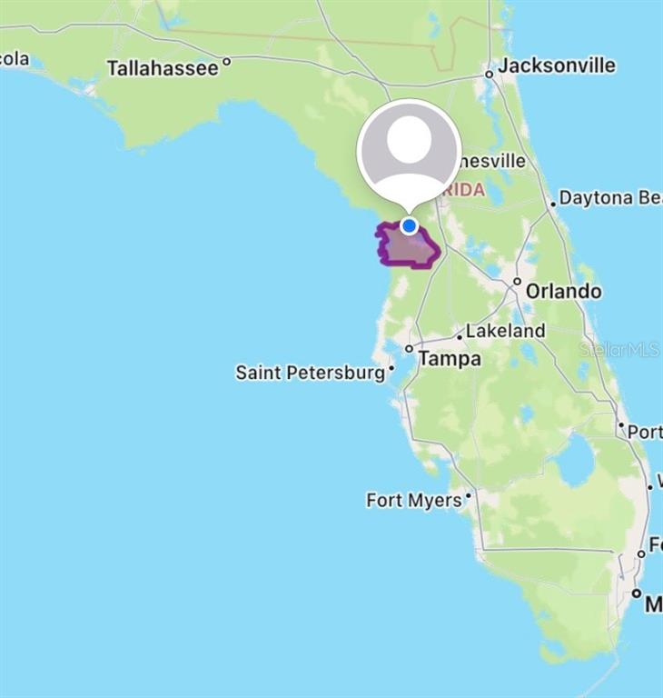 This is a map of Florida highlighting a specific county north of Tampa — 9540 N PINEVIEW WAY, CITRUS SPRINGS, FL