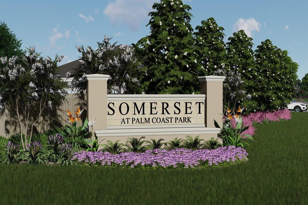 A digital rendering of a neighborhood entrance sign for Somerset at Palm Coast Park — 49 SOMERSET AVENUE, PALM COAST, FL