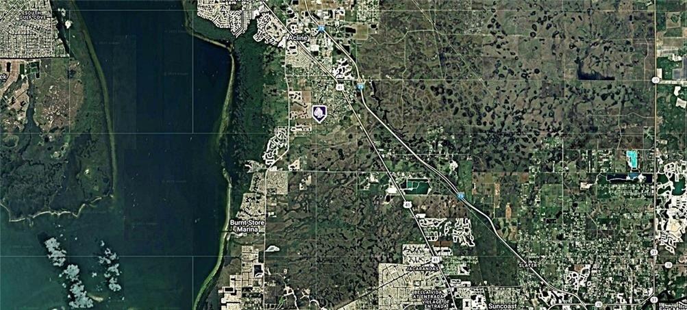 This is an aerial map view showing the location of a property in Florida — 27173 CHULA VISTA DRIVE, PUNTA GORDA, FL