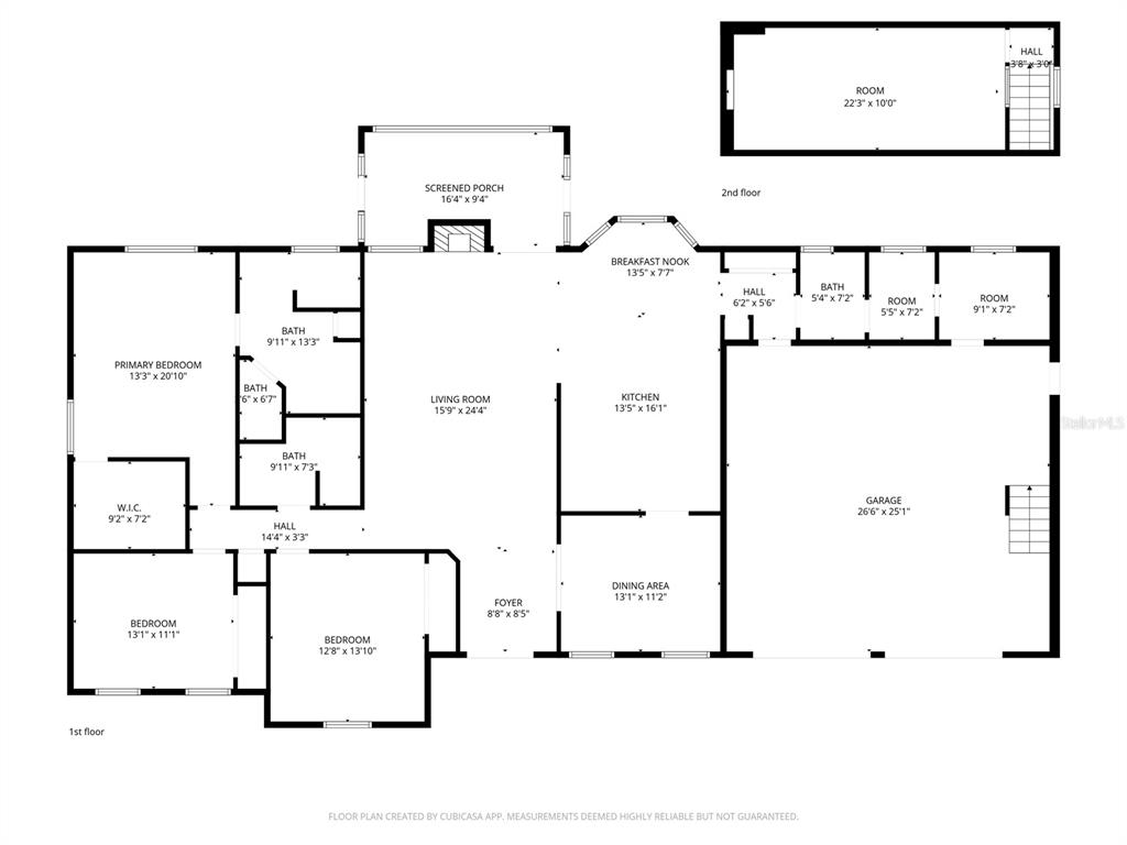 This is a floor plan showing the layout of a two-story residential home — 1640 RED DOG ROAD, DE LEON SPRINGS, FL