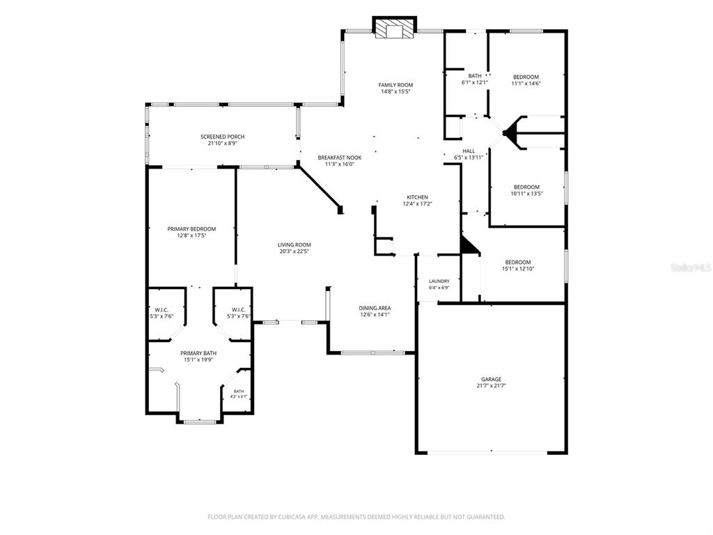 This is a floor plan showing the layout of a single-story residential home — 22 IBIS COURT N, PALM COAST, FL