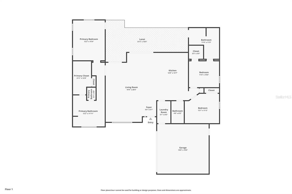 This is a floor plan of a single-story house with three bedrooms and a garage — 906 SAMY DRIVE, TAMPA, FL