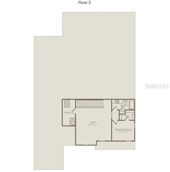 This floor plan shows a second level featuring a loft, a bedroom, and a bathroom — 289 CRYSTAL WOOD DRIVE, WINTER GARDEN, FL
