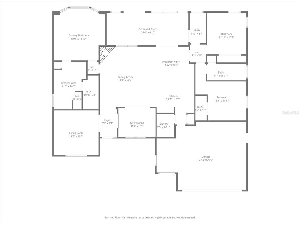 This is a floor plan of a single-story house featuring three bedrooms and a garage — 17790 SE 125TH CIRCLE, SUMMERFIELD, FL