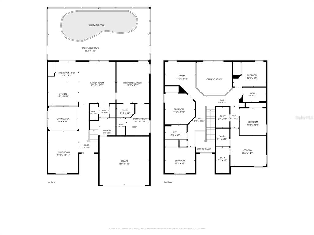 This is a two-story floor plan featuring a swimming pool and a screened porch — 2501 DHARMA CIRCLE, KISSIMMEE, FL