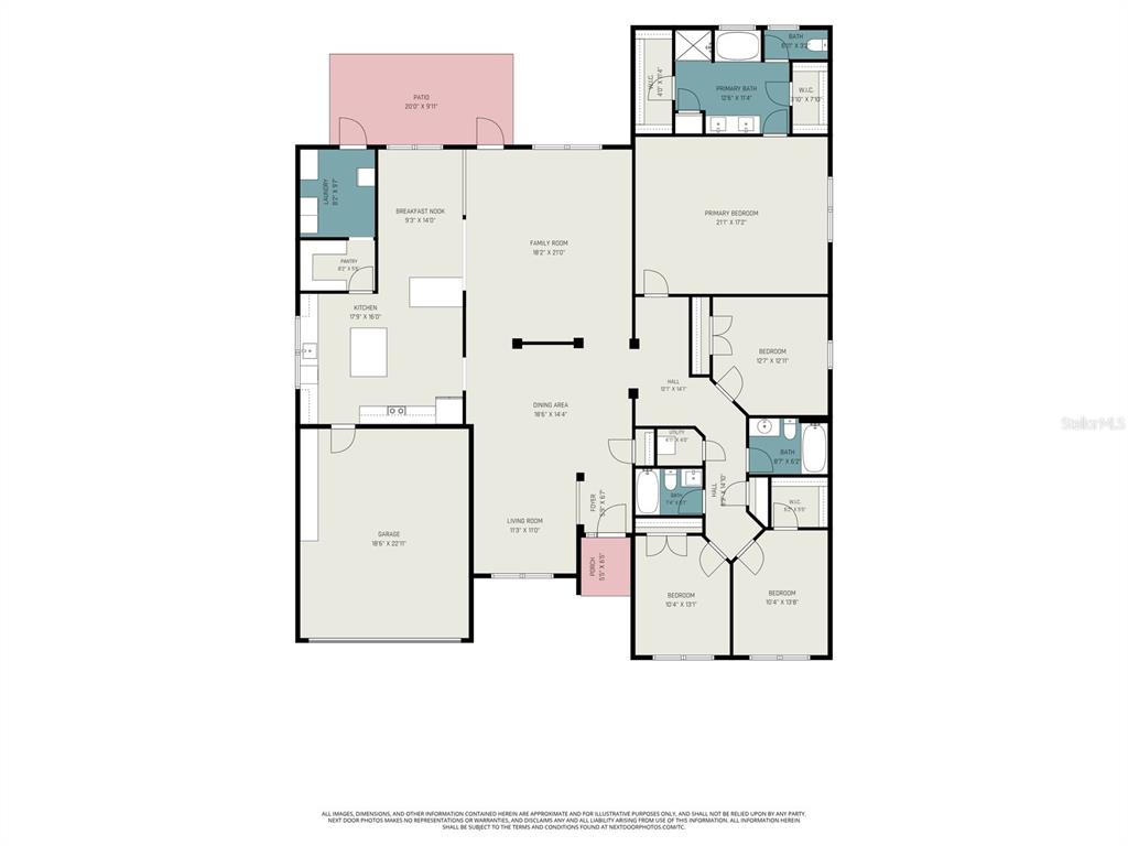 This is a floor plan of a single-story house with four bedrooms and a garage — 503 W LEAH COURT, FRUITLAND PARK, FL