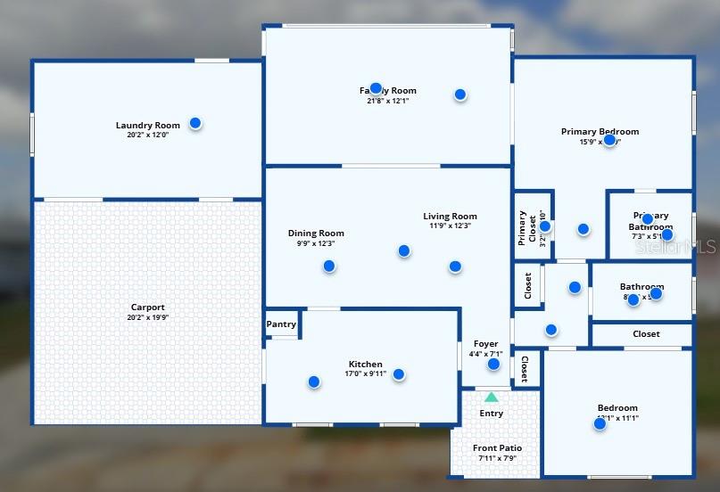 This is a floor plan showing the layout of a house with a carport — 809 OAKMONT AVENUE, SUN CITY CENTER, FL