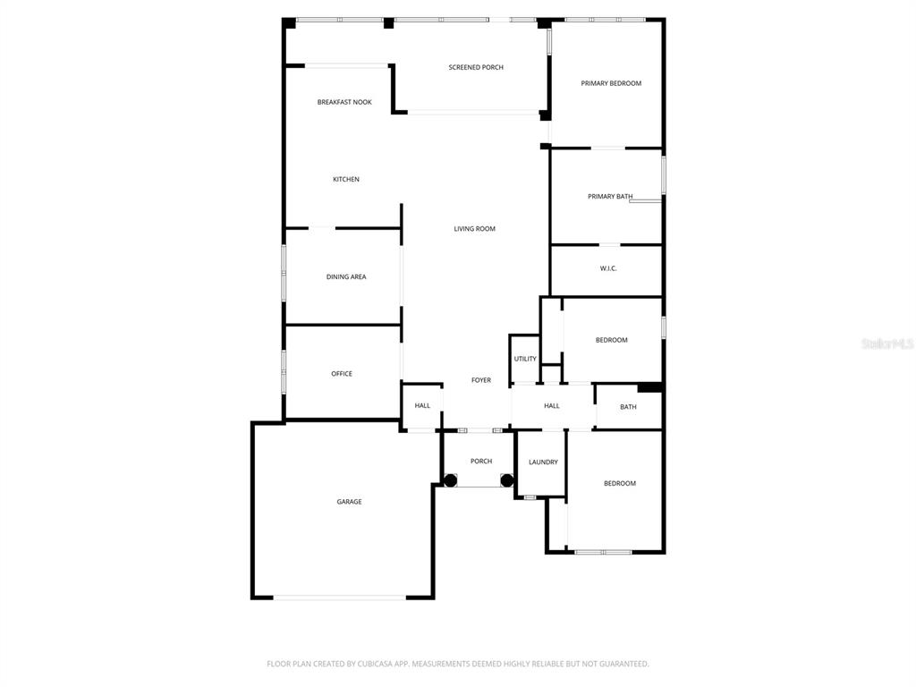 This is a floor plan of a single-story house featuring a garage and screened porch — 500 ARENA DRIVE, DAVENPORT, FL
