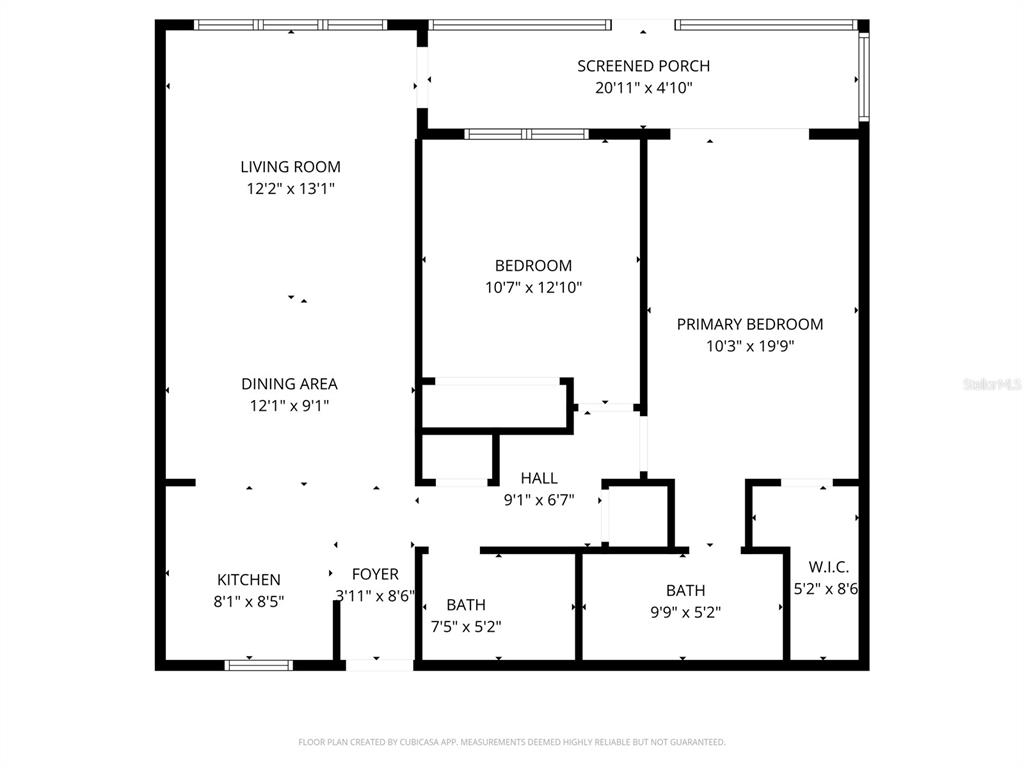 This is a floor plan of a residential unit with two bedrooms and two bathrooms — 4805 ALT 19 UNIT 311, PALM HARBOR, FL