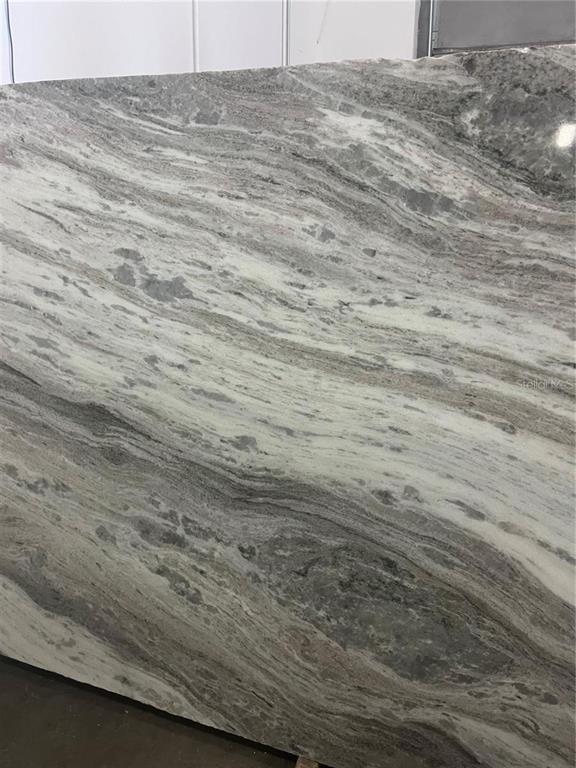 A close-up view of a large slab of polished white and grey granite countertop — 00 LONGFELLOW LANE, NORTH PORT, FL