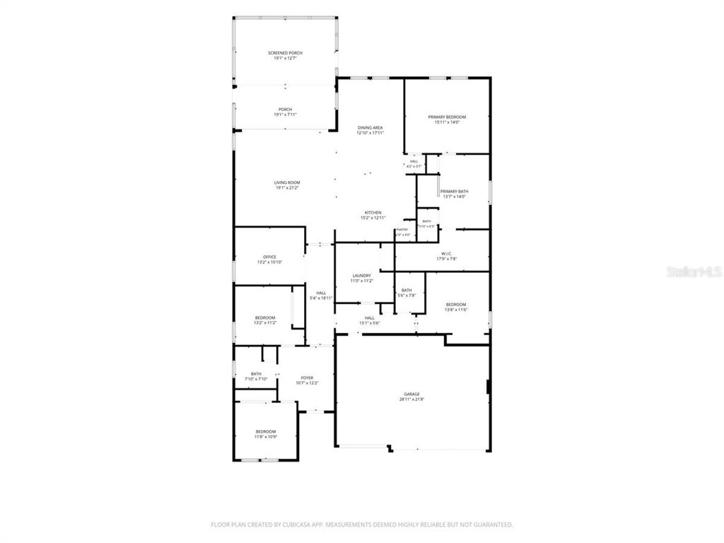 This is a black-and-white floor plan of a single-story residential home — 9145 WARM SPRINGS CIRCLE, PARRISH, FL