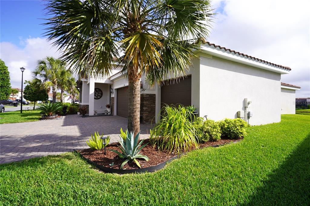 A single-story house with a paved driveway, a palm tree, and a landscaped front yard — 286 DAYLILY BOULEVARD, NOKOMIS, FL
