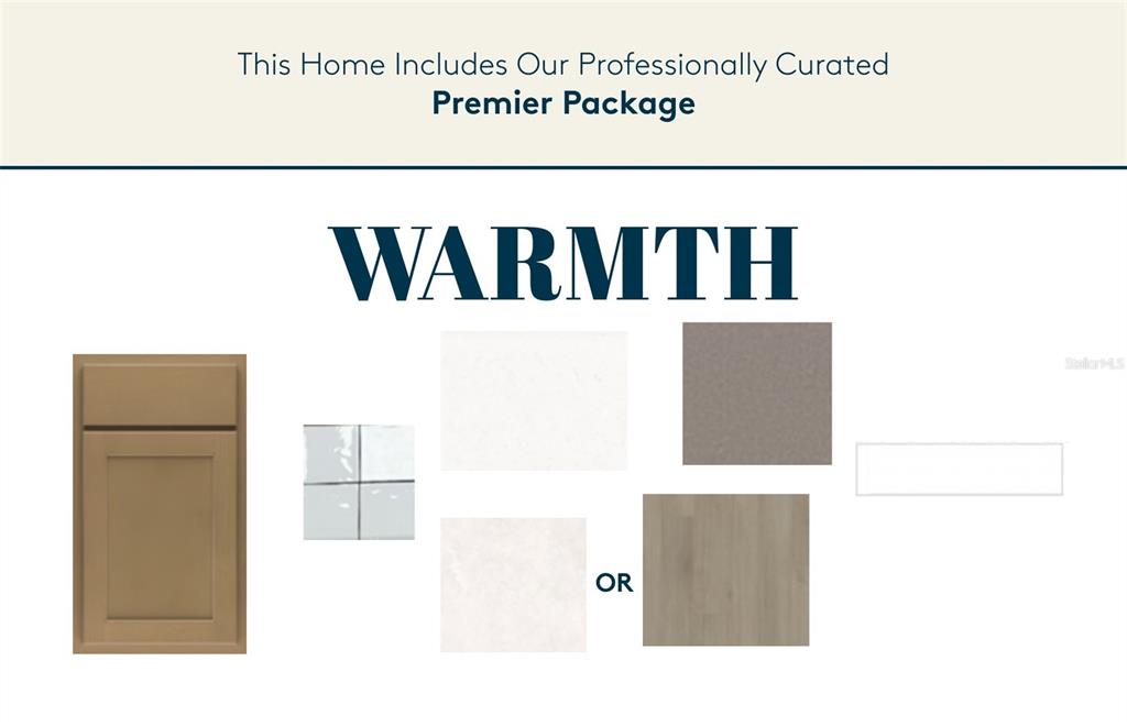 This image shows a design board for a home interior featuring cabinetry, tile, and flooring — 6574 ASBURY BARNES LANE, WESLEY CHAPEL, FL